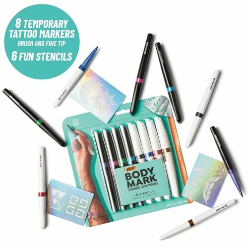 BIC BodyMark temporary tattoo markers with stencils.