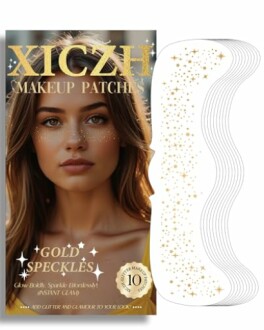 Gold speckles makeup patches with glitter design.